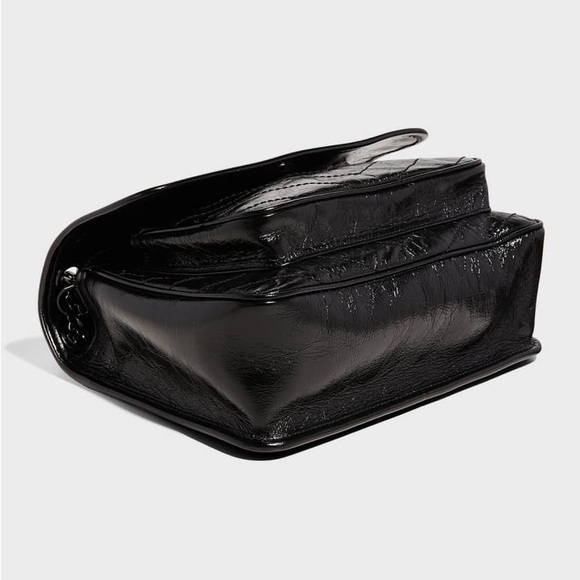 Saint Laurent Black Niki Medium Flap YSL Shoulder Bag in Crinkled Leather - Picture 3 of 5